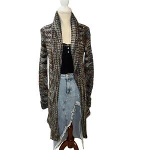 Westport Blue & Brown Metallic Knit Duster Sweater XS ( Fits up a size )